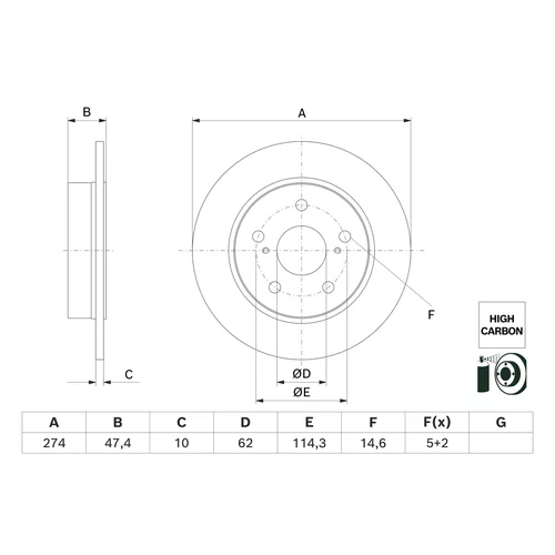 Brzdový kotúč 0 986 479 H62 /BOSCH/ - obr. 1