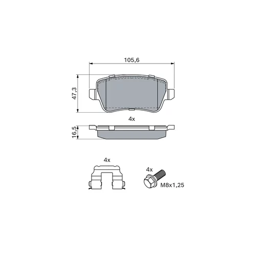 Sada brzdových platničiek kotúčovej brzdy 0 986 494 126 /BOSCH/ - obr. 6