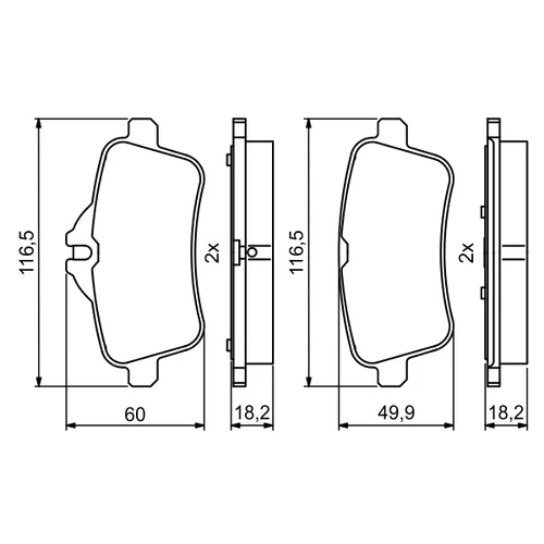 Sada brzdových platničiek kotúčovej brzdy 0 986 494 783 /BOSCH/ - obr. 6