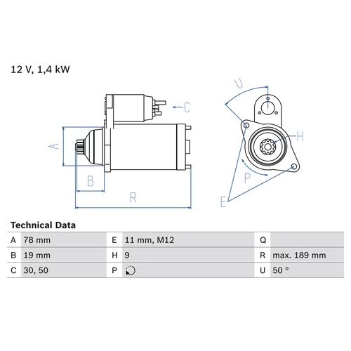 Štartér 0 986 018 321 /BOSCH/