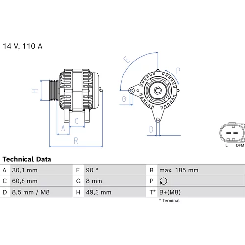 Alternátor BOSCH 0 986 086 330