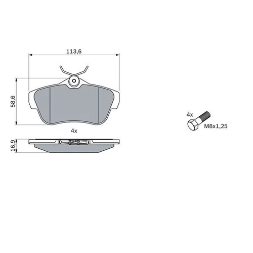 Sada brzdových platničiek kotúčovej brzdy 0 986 424 625 /BOSCH/ - obr. 6