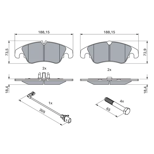 Sada brzdových platničiek kotúčovej brzdy 0 986 494 259 /BOSCH/ - obr. 6