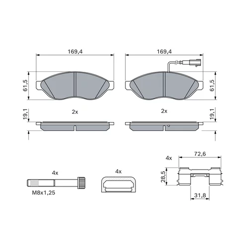 Sada brzdových platničiek kotúčovej brzdy 0 986 494 581 /BOSCH/ - obr. 6
