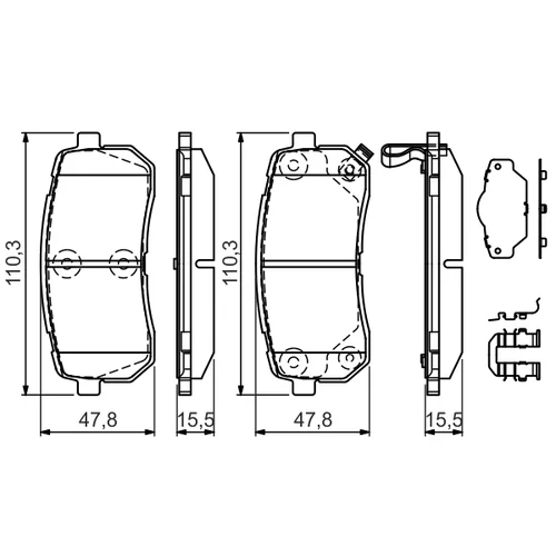 Sada brzdových platničiek kotúčovej brzdy 0 986 494 608 /BOSCH/ - obr. 6