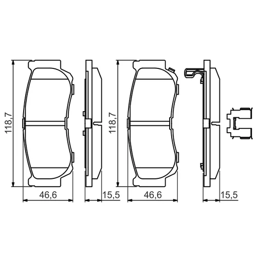 Sada brzdových platničiek kotúčovej brzdy 0 986 494 628 /BOSCH/ - obr. 6