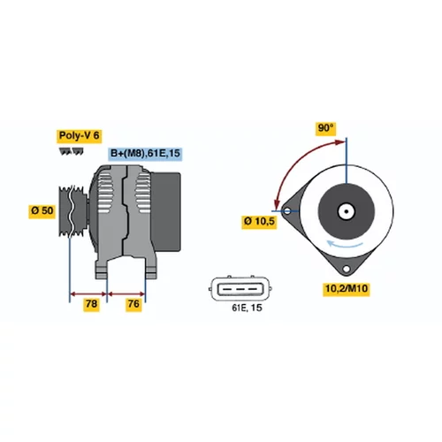 Alternátor BOSCH 0 123 515 004