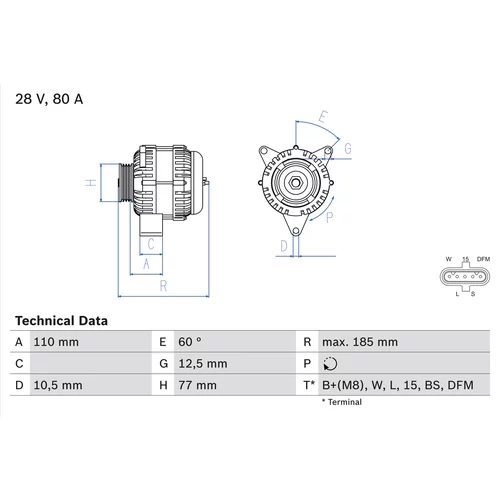 Alternátor BOSCH 0 986 042 360