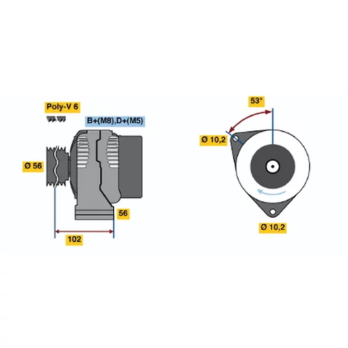 Alternátor 0 986 044 370 /BOSCH/