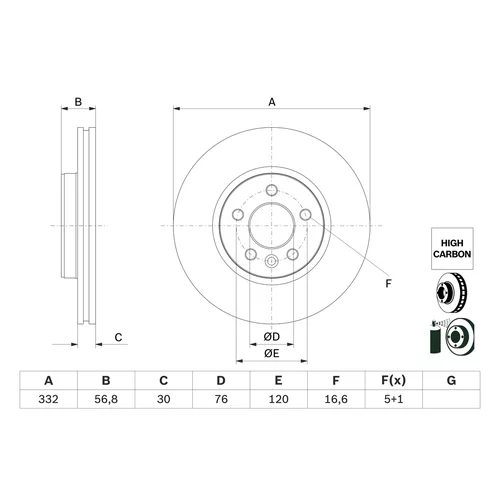 Brzdový kotúč 0 986 479 F04 /BOSCH/ - obr. 1