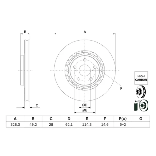 Brzdový kotúč 0 986 479 G63 /BOSCH/ - obr. 1