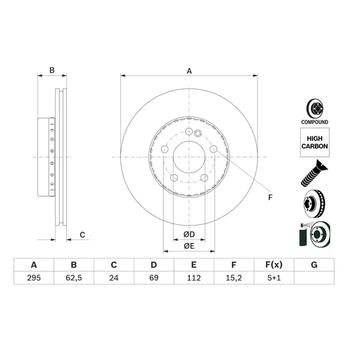 Brzdový kotúč 0 986 479 H45 /BOSCH/ - obr. 1