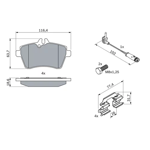 Sada brzdových platničiek kotúčovej brzdy 0 986 494 290 /BOSCH/ - obr. 6