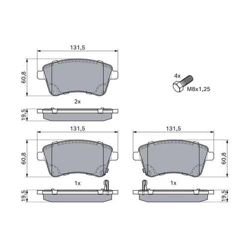 Sada brzdových platničiek kotúčovej brzdy 0 986 494 552 /BOSCH/ - obr. 4