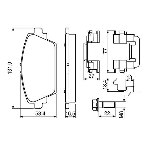 Sada brzdových platničiek kotúčovej brzdy 0 986 494 629 /BOSCH/ - obr. 6