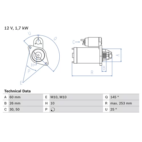 Štartér 0 986 017 890 /BOSCH/ - obr. 1