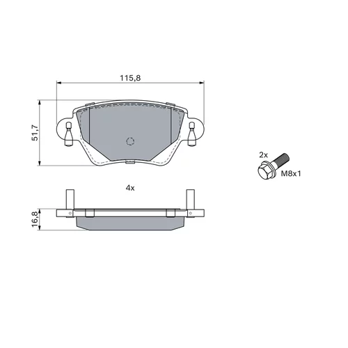 Sada brzdových platničiek kotúčovej brzdy 0 986 424 671 /BOSCH/ - obr. 4