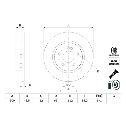 Brzdový kotúč 0 986 479 H49 /BOSCH/ - obr. 1