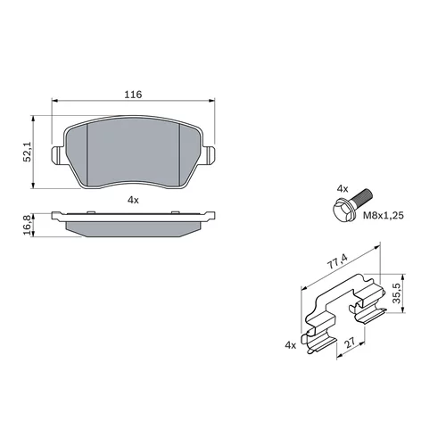Sada brzdových platničiek kotúčovej brzdy 0 986 494 592 /BOSCH/ - obr. 4
