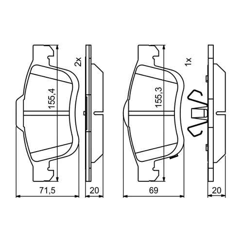 Sada brzdových platničiek kotúčovej brzdy 0 986 494 801 /BOSCH/ - obr. 6