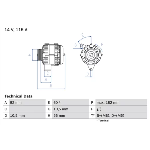 Alternátor BOSCH 0 986 041 120