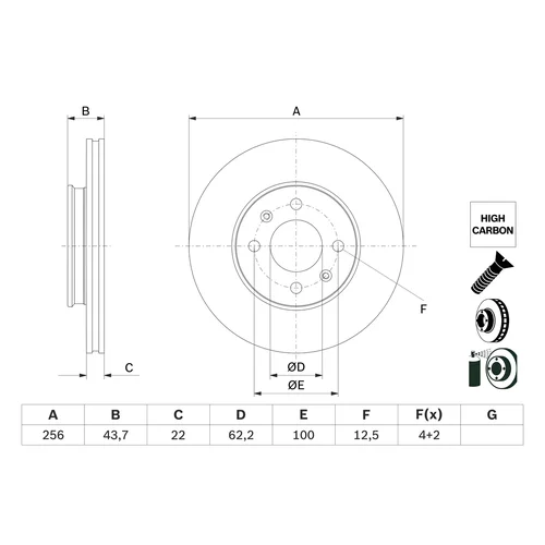Brzdový kotúč 0 986 479 F29 /BOSCH/ - obr. 1