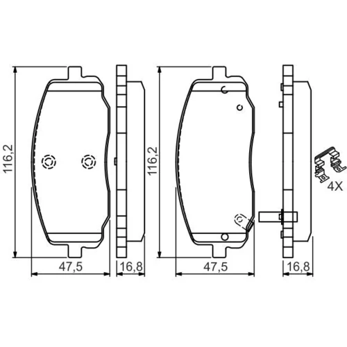 Sada brzdových platničiek kotúčovej brzdy 0 986 494 594 /BOSCH/ - obr. 4