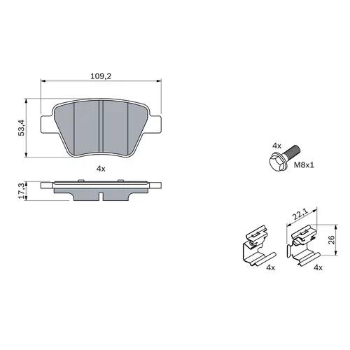 Sada brzdových platničiek kotúčovej brzdy 0 986 494 643 /BOSCH/ - obr. 6