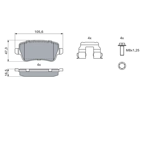 Sada brzdových platničiek kotúčovej brzdy 0 986 494 125 /BOSCH/ - obr. 4