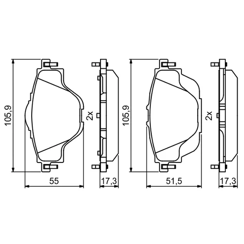 Sada brzdových platničiek kotúčovej brzdy 0 986 494 805 /BOSCH/ - obr. 6