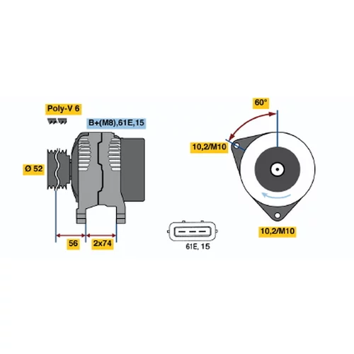 Alternátor BOSCH 0 986 041 080