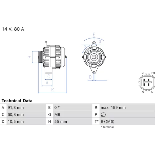 Alternátor BOSCH 0 986 086 890