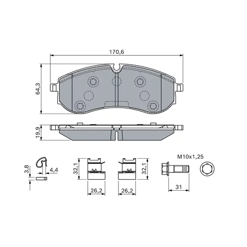 Sada brzdových platničiek kotúčovej brzdy 0 986 460 115 /BOSCH/ - obr. 1