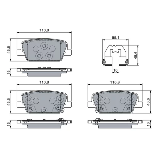 Sada brzdových platničiek kotúčovej brzdy 0 986 460 153 /BOSCH/ - obr. 1