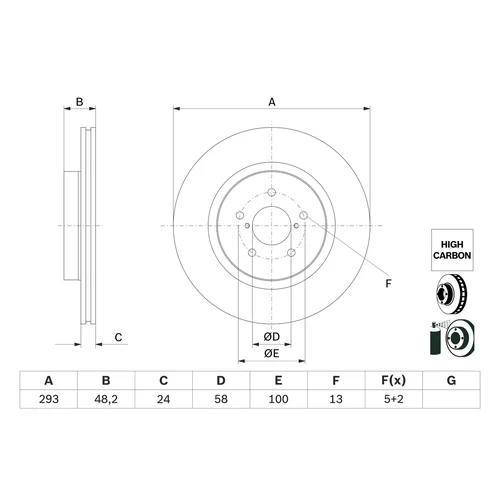 Brzdový kotúč 0 986 479 H28 /BOSCH/ - obr. 1