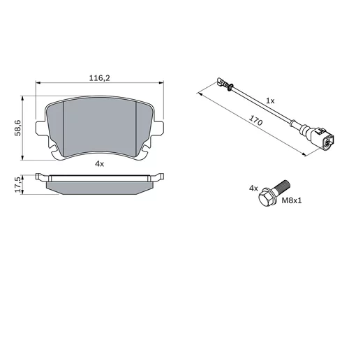 Sada brzdových platničiek kotúčovej brzdy 0 986 494 108 /BOSCH/ - obr. 4