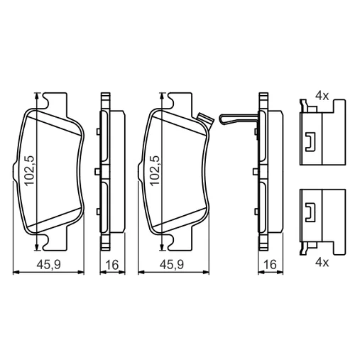 Sada brzdových platničiek kotúčovej brzdy 0 986 494 651 /BOSCH/ - obr. 4