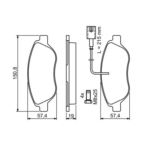 Sada brzdových platničiek kotúčovej brzdy 0 986 424 595 /BOSCH/ - obr. 4