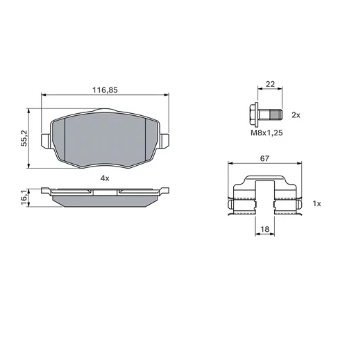 Sada brzdových platničiek kotúčovej brzdy 0 986 424 792 /BOSCH/ - obr. 4
