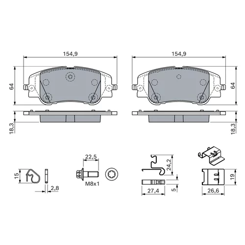 Sada brzdových platničiek kotúčovej brzdy 0 986 460 291 /BOSCH/ - obr. 1