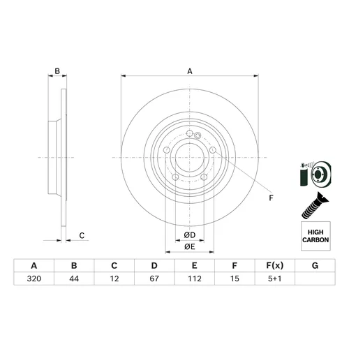 Brzdový kotúč 0 986 479 F13 /BOSCH/ - obr. 1