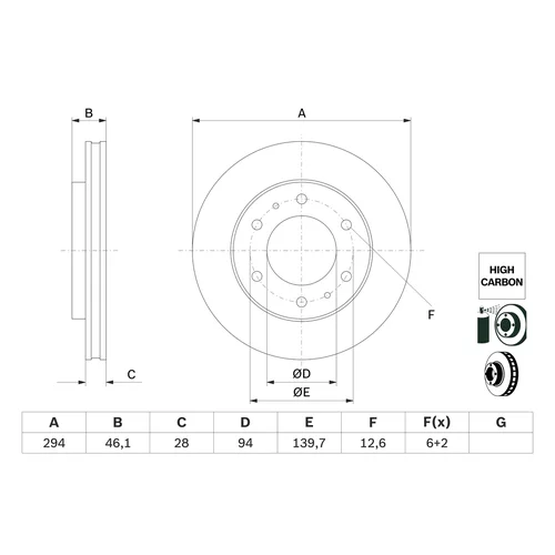 Brzdový kotúč 0 986 479 F45 /BOSCH/ - obr. 1