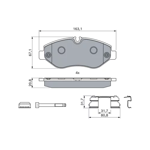 Sada brzdových platničiek kotúčovej brzdy 0 986 494 121 /BOSCH/ - obr. 4