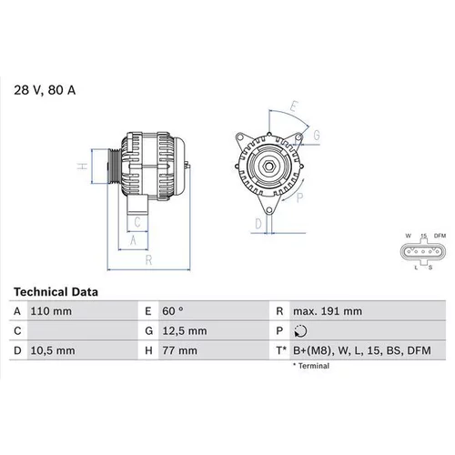 Alternátor BOSCH 0 986 042 380