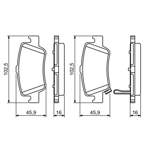 Sada brzdových platničiek kotúčovej brzdy 0 986 494 182 /BOSCH/ - obr. 4