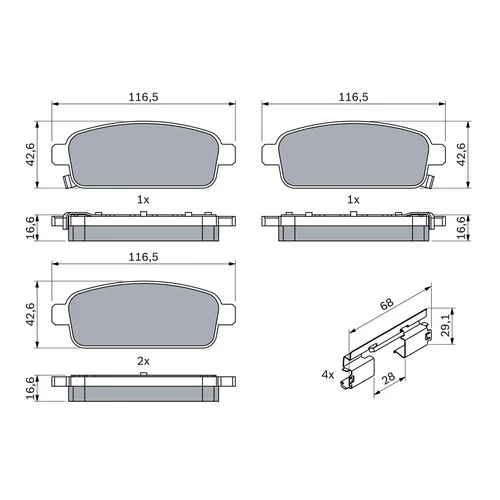 Sada brzdových platničiek kotúčovej brzdy 0 986 494 666 /BOSCH/ - obr. 6
