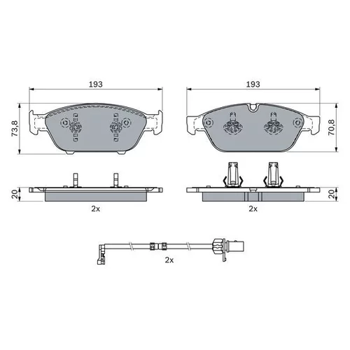 Sada brzdových platničiek kotúčovej brzdy 0 986 494 987 /BOSCH/ - obr. 6