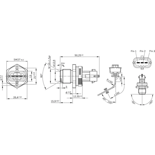 Senzor tlaku paliva 0 281 002 907 /BOSCH/ - obr. 6