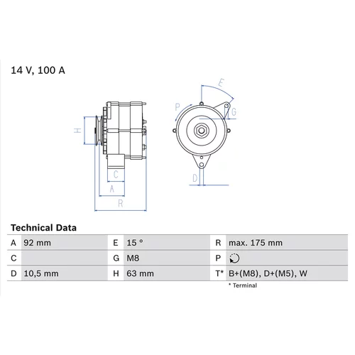 Alternátor BOSCH 0 986 039 450