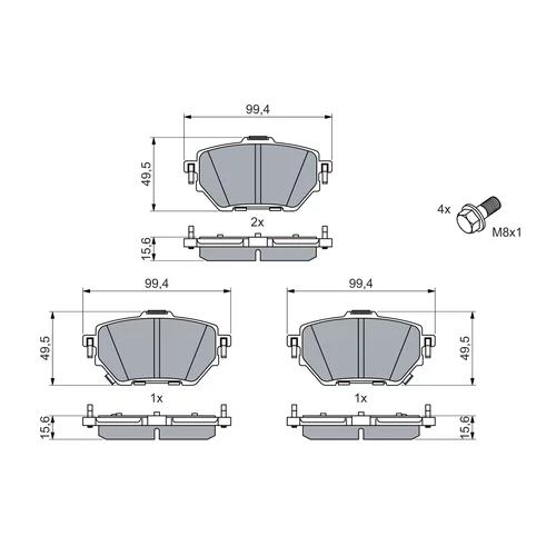 Sada brzdových platničiek kotúčovej brzdy 0 986 460 066 /BOSCH/ - obr. 4